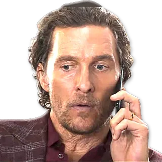 📲 Matthew McConaughey actor, teléfono, hablando, hombre, retrato whatsapp sticker