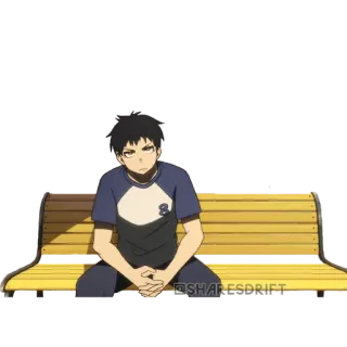 🗿 SHARES DRIFT Anime, Seduto, Ragazzo, Panchina, Personaggio telegram sticker