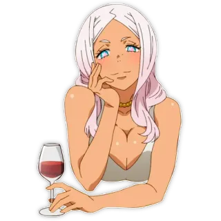 🥰 woman, anime, wine, drinking, cartoon, illustration, girl whatsapp sticker