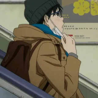💧 Yuri Katsuki Yuri on Ice Аниме, Персонаж, Yuri on Ice, Зима, Маска telegram sticker
