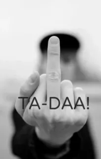 🖕 TA-DAAA! dedo do meio, gesto ofensivo, tcharam, humor, atitude telegram sticker