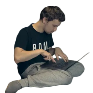 👨‍💻 BOMB man, laptop, sitting, casual, indoors telegram sticker