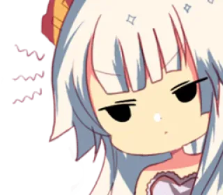 😒 anime girl, cute, chibi, animated sticker, indifferent, white hair, sparkles whatsapp sticker