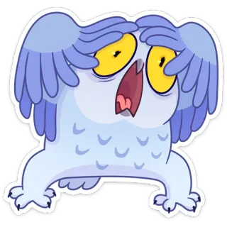 😧 Dibujo animado, Monstruo, Búho, Lindo, Triste, Sorprendido whatsapp sticker