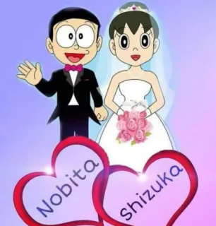 👩‍❤️‍👨 Nobita Doraemon Nobita Shizuka Cartoon, Hochzeit, Anime, Liebe, Paar whatsapp sticker