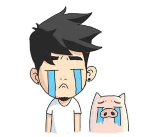😭 menangis, sedih, emosional, kartun, air mata, babi telegram sticker