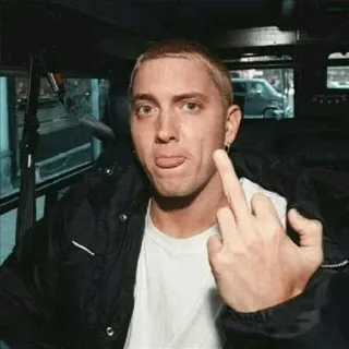 🙁 Eminem dedo do meio, ofensivo, pessoa, celebridade, rapper, Eminem whatsapp sticker
