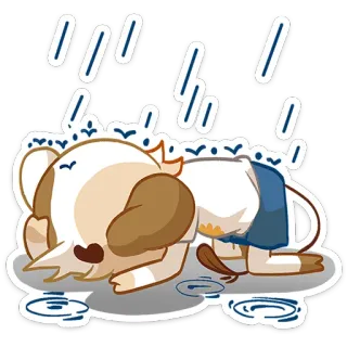 😭 슬픈, 비, 동물, 개, 울음, 만화, 날씨 telegram sticker