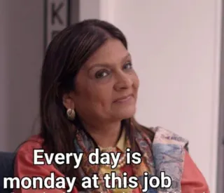 😐 Every day is monday at this job 月曜日, 仕事, 業務, ユーモア, ミーム telegram sticker