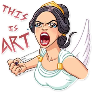 😠 THIS IS ART mulher, arte, emocional, chorando, asas telegram sticker