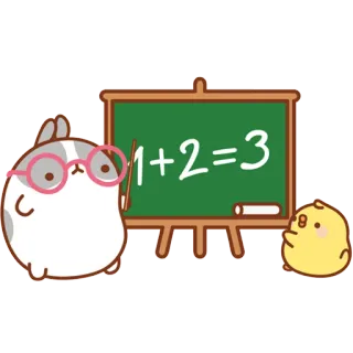 📖 1+2=3 teacher, math, numbers, school, cute, cartoon, animals telegram sticker