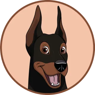 😁 dog, doberman, animal, pet, cartoon telegram sticker