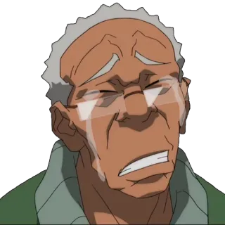 😭 Granddad The Boondocks menangis, sedih, kartun, Boondocks, kakek telegram sticker