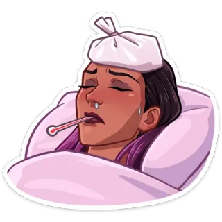 🤒 sick, ill, fever, cold, thermometer whatsapp sticker