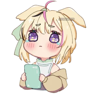 🥺 @HAWKS anime, piangere, ragazza, carino, chibi, kawaii whatsapp sticker