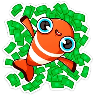 💰 Fisch, Geld, Cartoon, Reichtum, Erfolg, Finanzen whatsapp sticker