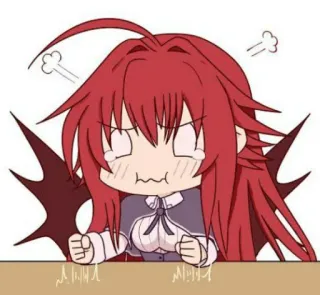 🤣 enfadado, anime, pelo rojo, chibi, dibujos animados, frustrado, molesto telegram sticker