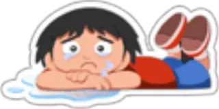😢 traurig, weinen, junge, tränen, cartoon telegram sticker