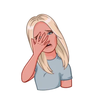 😞 vrouw, facepalm, blond, verlegen, teleurgesteld, verdrietig telegram sticker