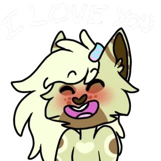 😄 I LOVE YOU amore, gatto, animale, carino, cartone animato, adesivo whatsapp sticker