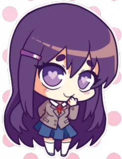 💜 Yuri Doki Doki Literature Club! Anime, Chibi, Dễ thương, Sticker, Manga telegram sticker