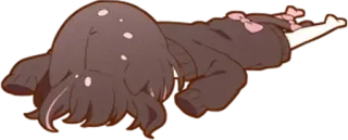 🌟 アニメの女の子, 横たわる, 疲弊, 漫画, 疲れた telegram sticker