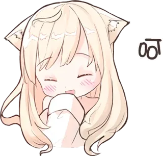 😄 00T Anime, Telinga kucing, Kawaii, Imut, Chibi telegram sticker