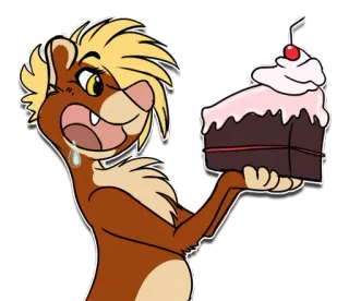 🍰 desenho animado, animal, bolo, sobremesa, doce, comida whatsapp sticker