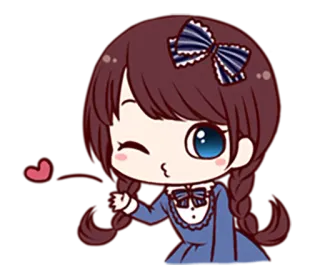 😀 만화, 소녀, 애니메이션, 귀여운, 윙크, 키스 telegram sticker