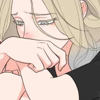 🖤 chorando, triste, lágrimas, anime, mangá, emocional, cabelo loiro whatsapp sticker