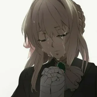 😢 Violet Evergarden anime, chorando, triste, menina, Violet Evergarden whatsapp sticker