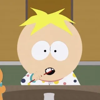 🌟 Butters Stotch South Park Butters, South Park, dibujos animados, personaje, cepillándose los dientes whatsapp sticker