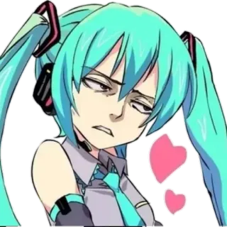 😒 Hatsune Miku 애니메이션, 보컬로이드, 만화, 소녀, 하트, 밈 whatsapp sticker