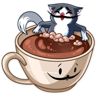 ☕️ Katze, Kaffee, lustig, süß, Tier, Getränk, Aufkleber telegram sticker