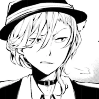 😬 Chuuya Nakahara Bungou Stray Dogs anime, manga, hat, choker, boy telegram sticker