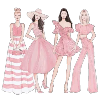 😁 Mode, Illustration, Frauen, Rosa, Kleidung, Stil telegram sticker