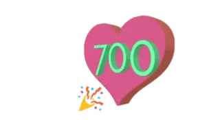 ❤️ 700 heart, number, celebration, confetti, pink, green telegram sticker