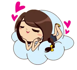 ☺️ dibujo animado, chica, nube, amor, corazones, lindo whatsapp sticker
