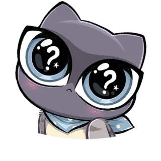 🤔 고양이, 만화, 동물, 스티커, 물음표, 귀여운, 혼란스러운 telegram sticker