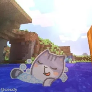 🏖 @cesdy 猫, 动物, 放松, 泡泡浴, 我的世界, 游戏 telegram sticker