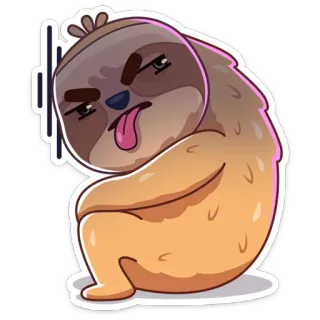 🥵 leniwiec, kreskówka, zwierzę, słodki, śmieszny, postać telegram sticker