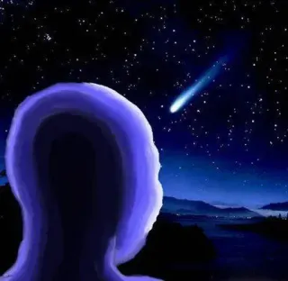 🌌 Wojak wojak, doomer, meme, night sky, comet, stars, melancholy telegram sticker