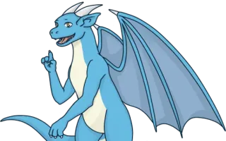 😄 มังกร, การ์ตูน, สีน้ำเงิน, แฟนตาซี, สัตว์ telegram sticker