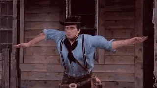 🕺 homme, western, cow-boy, action, bras écartés, far west telegram sticker