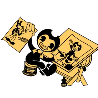 🎨 Bendy Bendy and the Ink Machine Bacon Soup desenho animado, tinta, personagem, jogo, sopa, boristhewolf telegram sticker