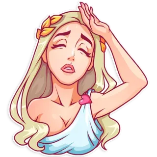 😩 ผู้หญิง, การ์ตูน, ผมบลอนด์, เอามือกุมหน้า, ผิดหวัง, ผู้หญิง telegram sticker