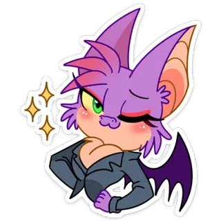 😉 Rouge the Bat Rouge the Bat, Sonic the Hedgehog, kelelawar, tokoh kartun, imut, hewan, mengedipkan mata whatsapp sticker