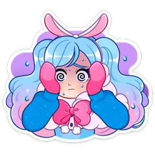 😵‍💫 Anime, Dziewczyna, Naklejka, Kreskówka, Zaniepokojony/a, Kawaii telegram sticker