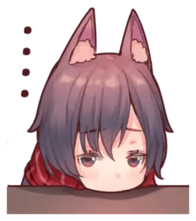 😶 anime, cartoon, cute, wolf ears, girl, chibi telegram sticker