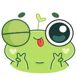 😉 rana, lindo, dibujos animados, paz, animal telegram sticker